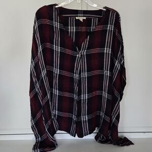 Francesca's Miami Plaid Poncho Top